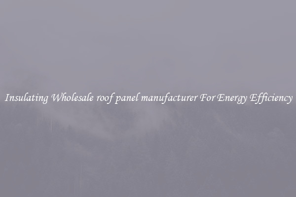 Insulating Wholesale roof panel manufacturer For Energy Efficiency