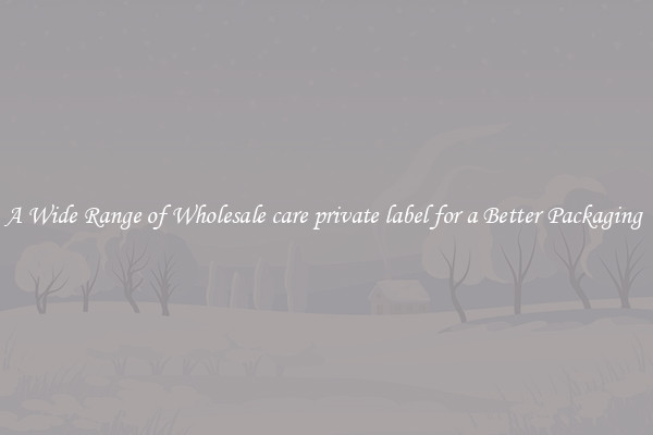 A Wide Range of Wholesale care private label for a Better Packaging 
