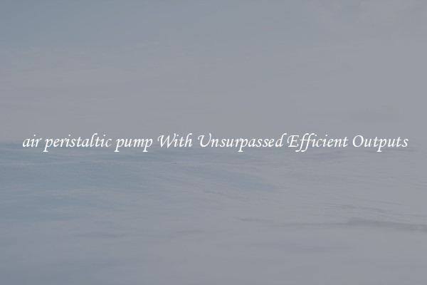 air peristaltic pump With Unsurpassed Efficient Outputs